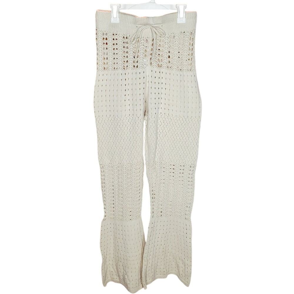 Sincerely Jules Cream Crochet Knit Beach Cover Up Pants M